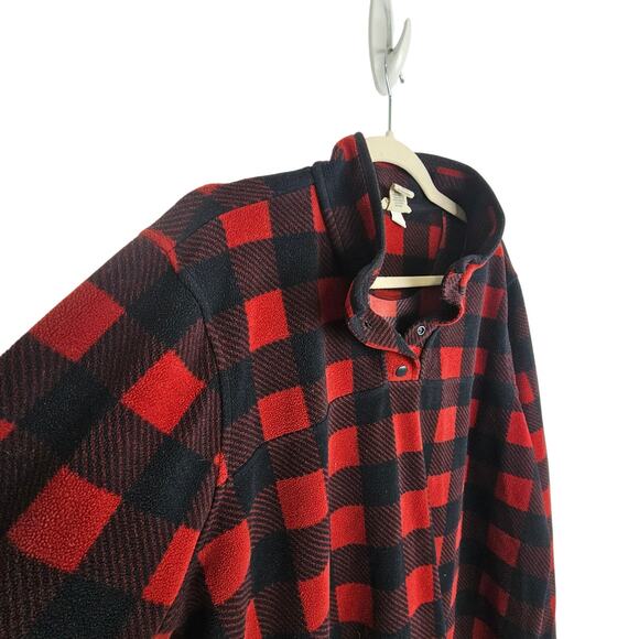 Duluth Trading Co. Red Black Checker Fleece Pullover Sweater Henley Top Men XL - Picture 5 of 7
